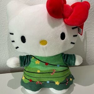 Hello Kitty Plush in Green Holiday Dress